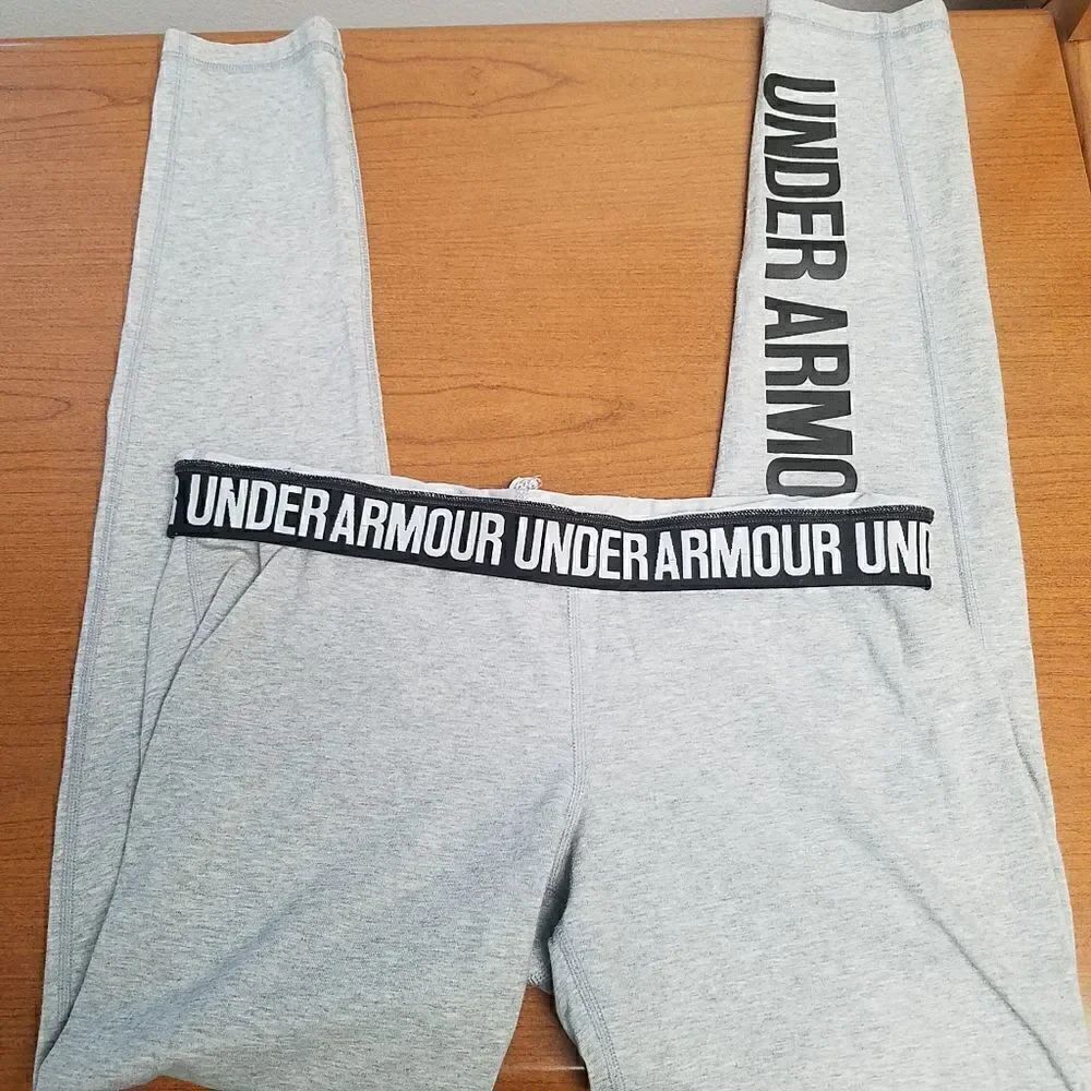 Under Armour grey leggings with fold over logo band